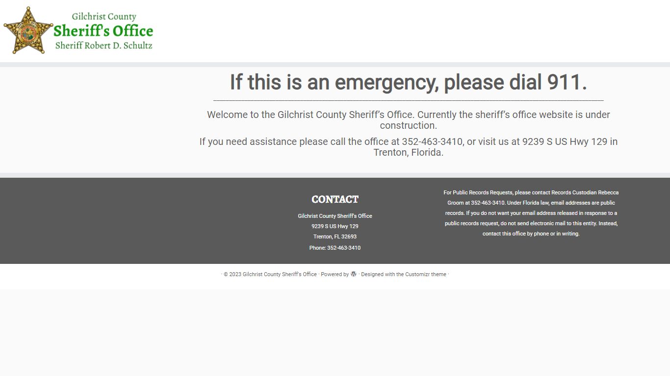Detainee Search Results - Gilchrist County Sheriff's Office